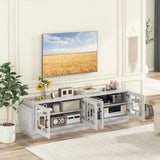 Mueble de TV de 4 puertas para televisores de hasta 75 pulgadas con estantes ajustables - Roble
