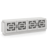 Mueble de TV de 4 puertas para televisores de hasta 75 pulgadas con estantes ajustables - Roble