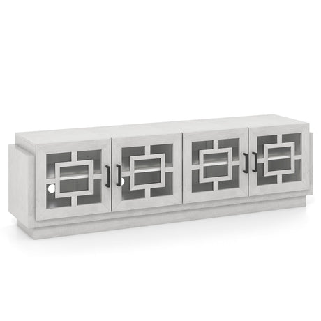 Mueble de TV de 4 puertas para televisores de hasta 75 pulgadas con estantes ajustables - Roble
