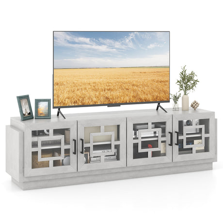 Mueble de TV de 4 puertas para televisores de hasta 75 pulgadas con estantes ajustables - Roble