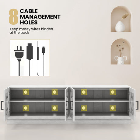 Mueble de TV de 4 puertas para televisores de hasta 75 pulgadas con estantes ajustables - Roble