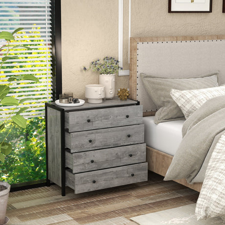 Cómoda de 4 cajones de madera moderna para dormitorio o sala de estar