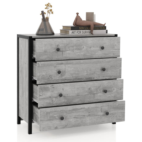 Cómoda de 4 cajones de madera moderna para dormitorio o sala de estar