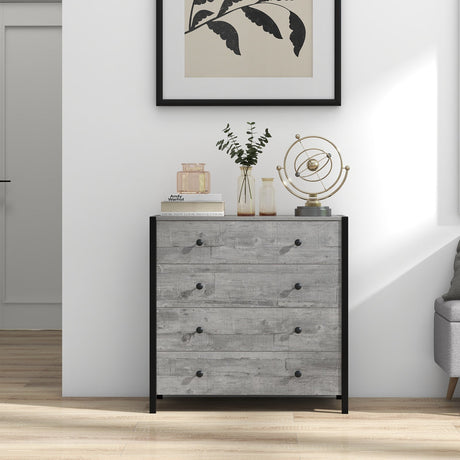 Cómoda de 4 cajones de madera moderna para dormitorio o sala de estar