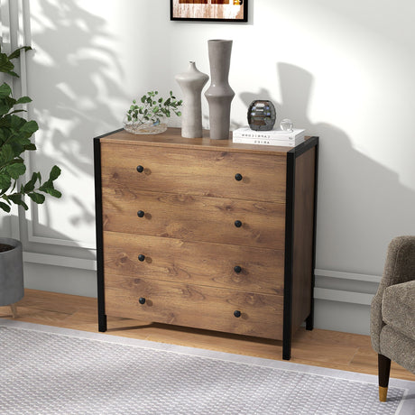 Cómoda de 4 cajones de madera moderna para dormitorio o sala de estar