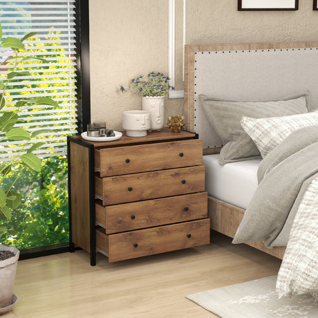Cómoda de 4 cajones de madera moderna para dormitorio o sala de estar