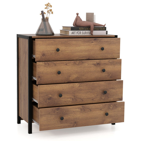 Cómoda de 4 cajones de madera moderna para dormitorio o sala de estar