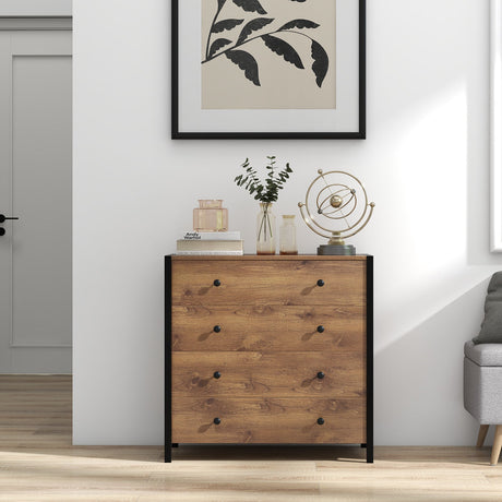 Cómoda de 4 cajones de madera moderna para dormitorio o sala de estar