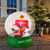 Globo de nieve inflable de Navidad de 4 pies con Papá Noel, muñeco de nieve y letrero de carretera