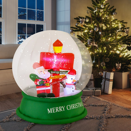 Globo de nieve inflable de Navidad de 4 pies con Papá Noel, muñeco de nieve y letrero de carretera