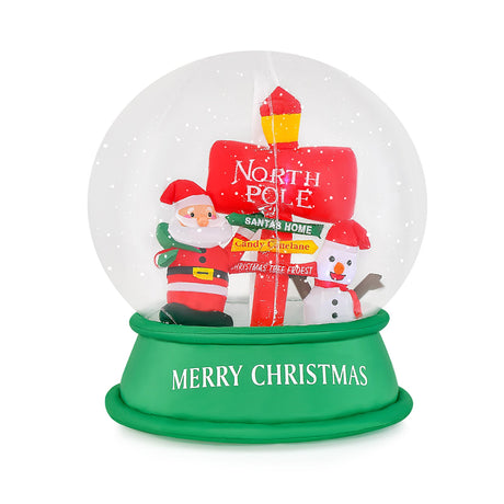Globo de nieve inflable de Navidad de 4 pies con Papá Noel, muñeco de nieve y letrero de carretera