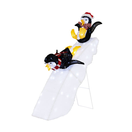 Decoración de 1.2 metros de pingüino navideño patinando con tobogán nevado