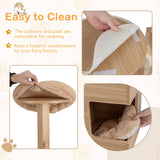 Árbol para gatos de madera de 4 niveles, torre para gatos de 51 pulgadas de alto con condominio y cojines lavables - Natural