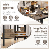 Juego de comedor rústico de 4 piezas con 2 sillas y un banco