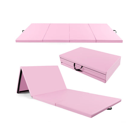 Colchoneta de ejercicios plegable de 4 paneles de cuero PU con asas de transporte