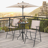 Juego de Bar de Exterior de 4 Piezas con Sombrilla-Beige