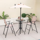 Juego de Bar de Exterior de 4 Piezas con Sombrilla-Beige