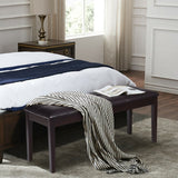 Upholstered Dining Room PU Bench Solid Wood Button Tufted