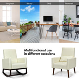 2-in-1 Fabric Upholstered Rocking Chair with Pillow