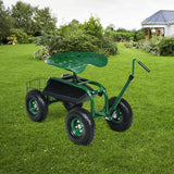 Carro de jardín con manillar extensible y asiento con ruedas