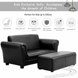 Sofá doble suave para niños con otomana