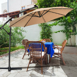 10 Feet 360° Rotation Solar Powered LED Patio Offset Umbrella without Weight Base-Gray