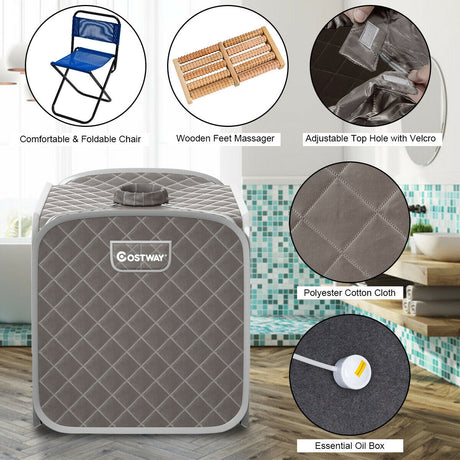 2L Sauna de Vapor Plegable Portátil Spa-Gris