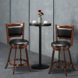 29 Inch Swivel Bar Height Stool Wooden Upholstered Dining Chair