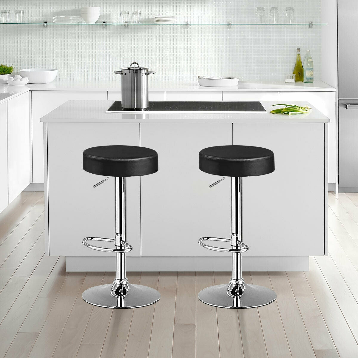 1 taburete redondo de bar, silla de pub giratoria ajustable