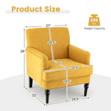 Sillón Moderno Tapizado Acolchado con Patas de Madera de Caucho