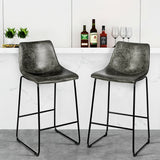 Set of 2 Bar Stool Faux Suede Upholstered Chairs
