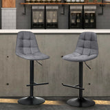 2 Pieces Adjustable Bar Stools Swivel Counter Height Linen Chairs-Brown