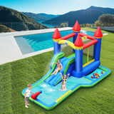 Casa inflable para niños con tobogán de agua sin soplador