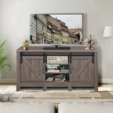 Mueble para TV de 55 pulgadas con puertas corredizas estilo granero y estantes ajustables