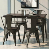4 sillas de comedor metálicas apilables estilo Tolix con asiento de madera