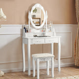 Makeup Vanity Dressing Table Set with Dimmable Bulbs Cushioned Stool