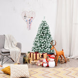 Árbol de Navidad artificial de 4.5 pies, preiluminado, con nieve y bisagras