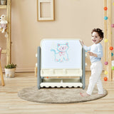 Set de mesa y silla para niños 2 en 1 con caballete y tablero de pintura artística ajustable