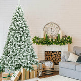 Árbol de Navidad artificial nevado de 7.5 pies, con bisagras, 1346 puntas y base plegable