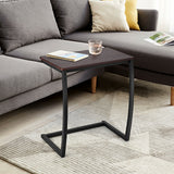 Mesa Auxiliar Sofá Lateral en C con Estructura de Acero - Café