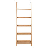 5-Tier Ladder Shelf Bamboo Bookshelf Wall-Leaning Storage Display Plant Stand-Natural