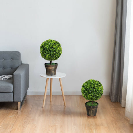 2 Piezas de Árbol de Boj Artificial de 24 Pulgadas para Casa y Oficina
