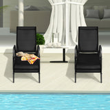 2 sillas de salón reclinables para patio exterior con tela y reposabrazos ajustables - Marrón