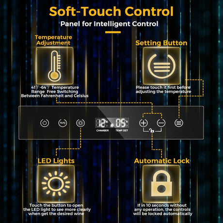 Refrigerador de compresor para 21 botellas de vino con control digital