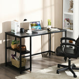 Escritorio de ordenador de 47 pulgadas, mesa de estudio, estación de trabajo para el hogar con estante ajustable, negro