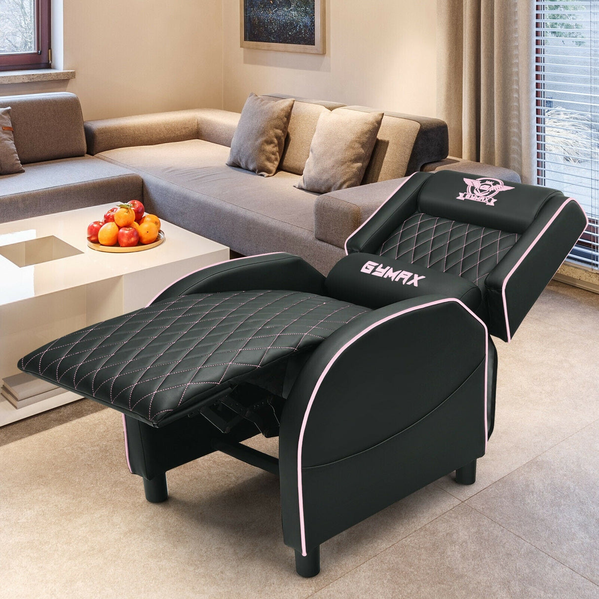 Sillón reclinable de masaje para juegos con reposacabezas y respaldo ajustable para cine en casa