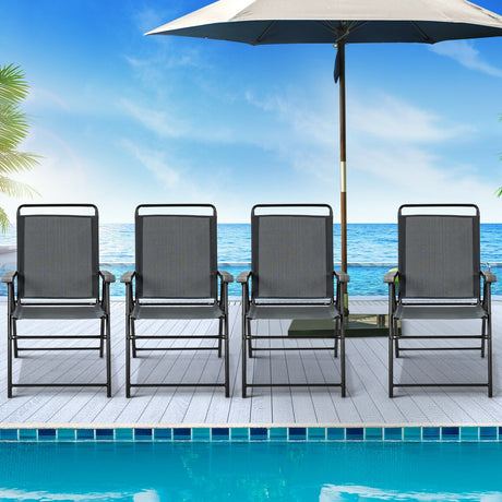 4 sillas plegables portátiles para exterior con reposabrazos