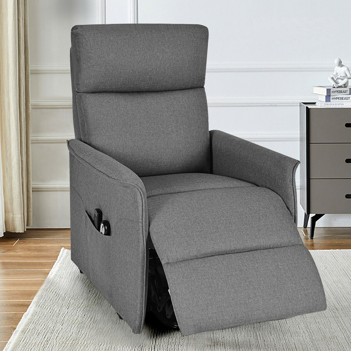 Sillón reclinable de masaje con elevación eléctrica para personas mayores con cojín acolchado grueso