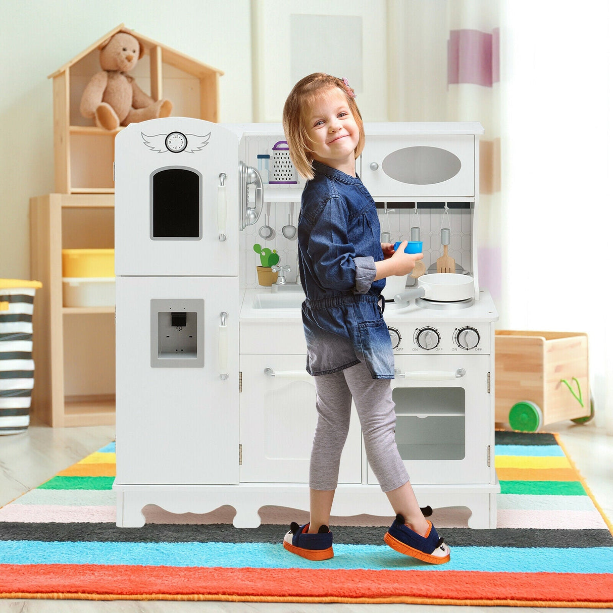 Juego de juguetes de cocina de imitación para niños con dispensador de agua