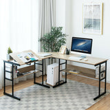 L-Shaped Computer Desk with Tiltable Tabletop